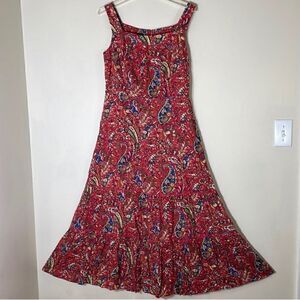 Talbots paisley floral a-line tiered prairie style maxi dress.